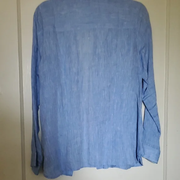 J. Jill Light Blue Casual Button Down Shirt - Picture 8 of 9